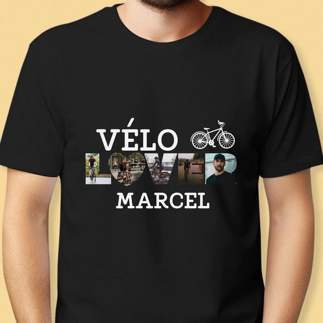 Collage Photo De Lettre: Vélo Lover - T-Shirt Pour Hommes