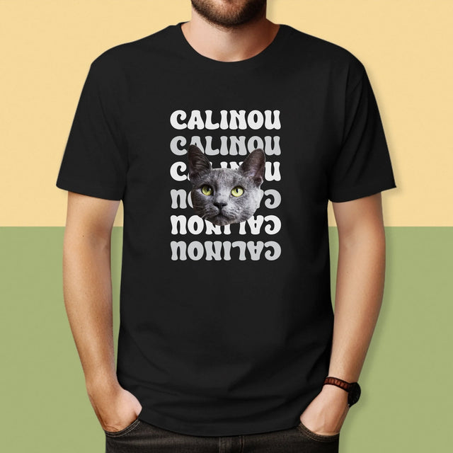 Ton Personnage: Photo De L'Animal Avec Son Nom - T-Shirt Pour Hommes