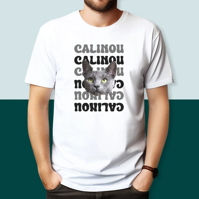 Ton Personnage: Photo De L'Animal Avec Son Nom - T-Shirt Pour Hommes