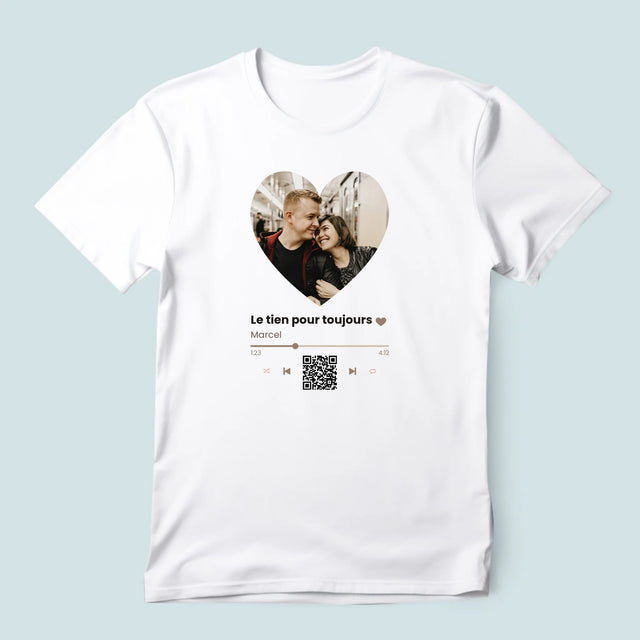 La Photo Et Un Texte: Notre Chanson Cœur Code Qr - T-Shirt Pour Hommes