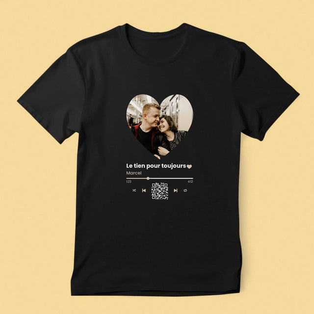 La Photo Et Un Texte: Notre Chanson Cœur Code Qr - T-Shirt Pour Hommes