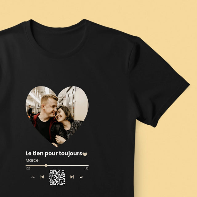 La Photo Et Un Texte: Notre Chanson Cœur Code Qr - T-Shirt Pour Hommes