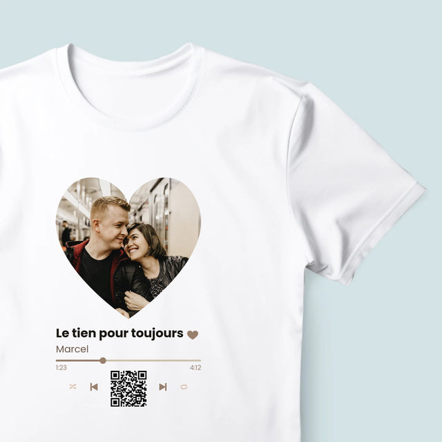 La Photo Et Un Texte: Notre Chanson Cœur Code Qr - T-Shirt Pour Hommes