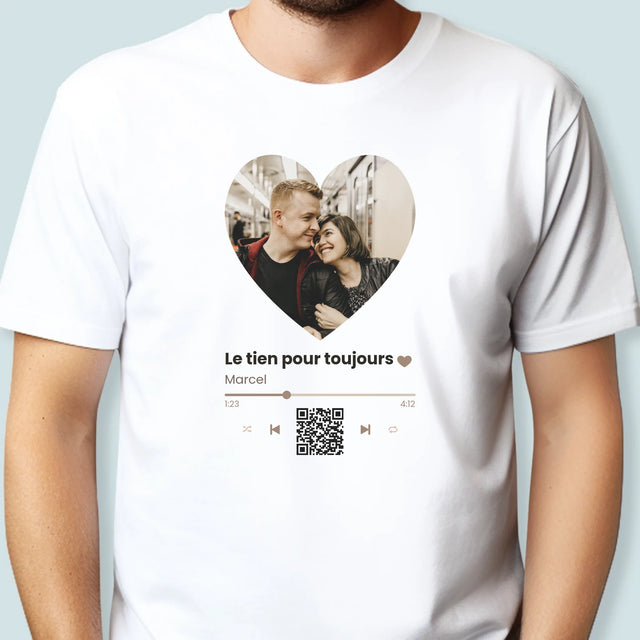 La Photo Et Un Texte: Notre Chanson Cœur Code Qr - T-Shirt Pour Hommes