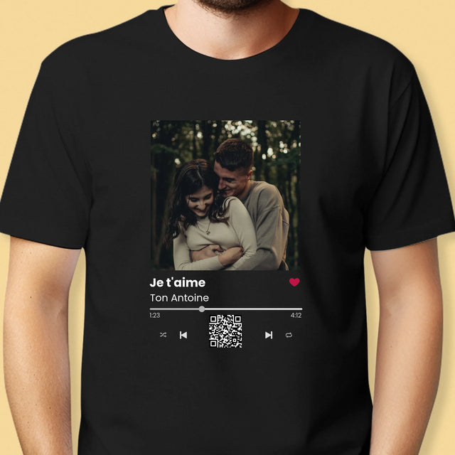 La Photo Et Un Texte: Spotify Avec Code Qr - T-Shirt Pour Hommes
