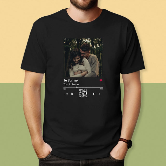 La Photo Et Un Texte: Spotify Avec Code Qr - T-Shirt Pour Hommes