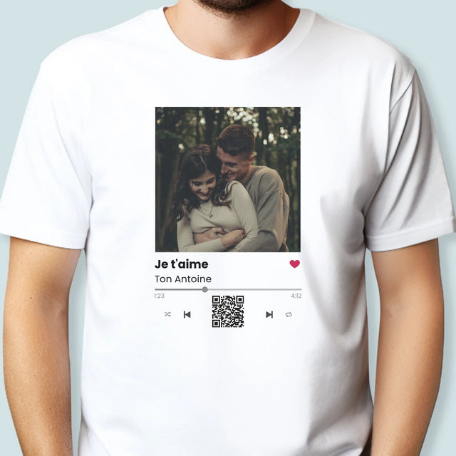 La Photo Et Un Texte: Spotify Avec Code Qr - T-Shirt Pour Hommes