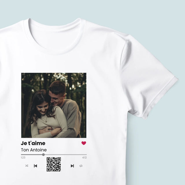 La Photo Et Un Texte: Spotify Avec Code Qr - T-Shirt Pour Hommes