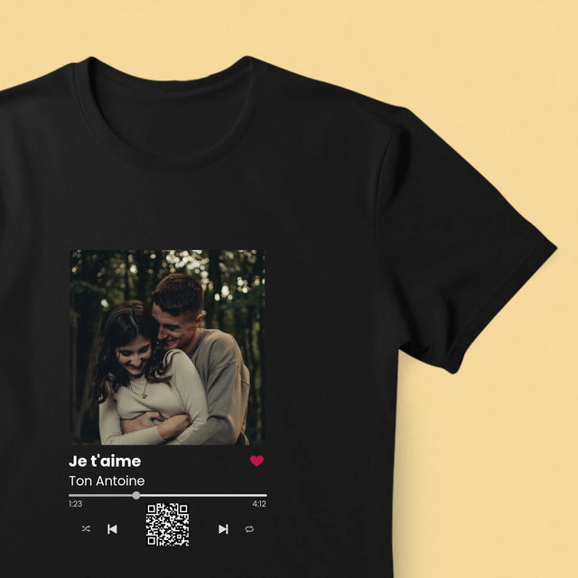 La Photo Et Un Texte: Spotify Avec Code Qr - T-Shirt Pour Hommes