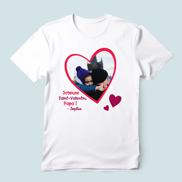 La Photo Et Un Texte: Saint Valentin Pour Papa - T-Shirt Pour Hommes