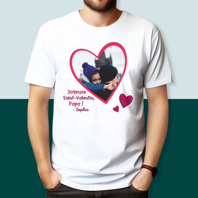 La Photo Et Un Texte: Saint Valentin Pour Papa - T-Shirt Pour Hommes