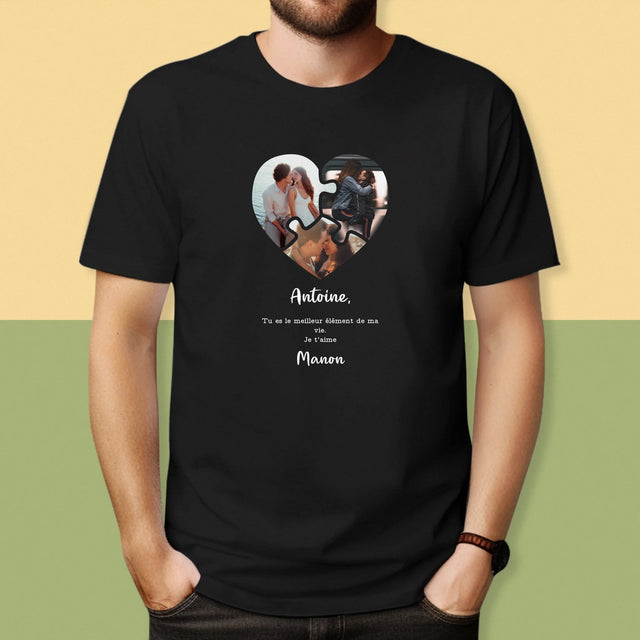 Le Collage Photo: Puzzle De La Saint-Valentin - T-Shirt Pour Hommes