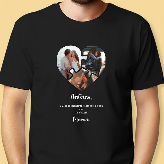 Le Collage Photo: Puzzle De La Saint-Valentin - T-Shirt Pour Hommes