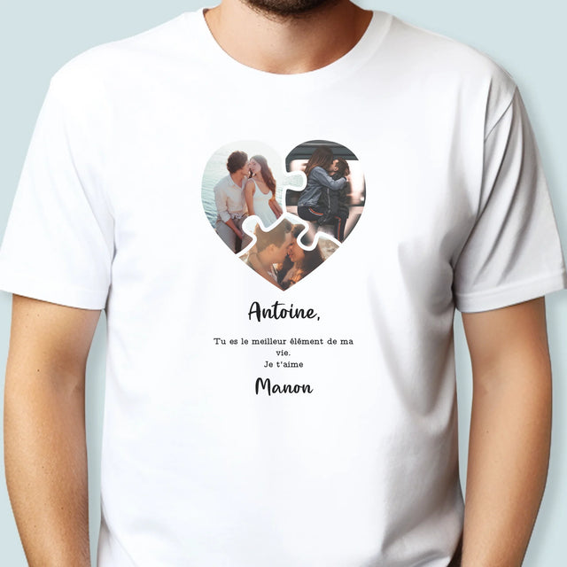Le Collage Photo: Puzzle De La Saint-Valentin - T-Shirt Pour Hommes