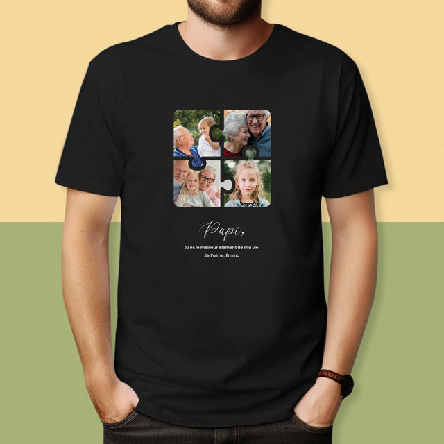 Le Collage Photo: Casse-Tête, Un Cœur Pour Grand-Papa - T-Shirt Pour Hommes