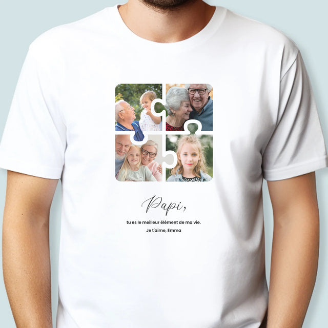 Le Collage Photo: Casse-Tête, Un Cœur Pour Grand-Papa - T-Shirt Pour Hommes