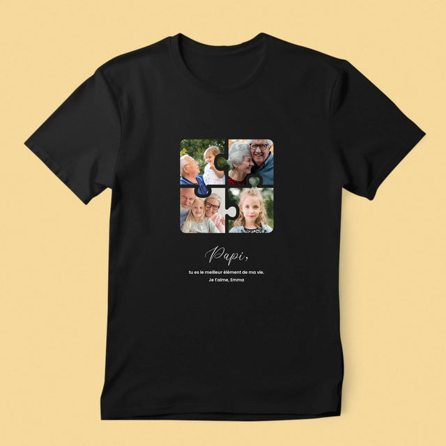 Le Collage Photo: Casse-Tête, Un Cœur Pour Grand-Papa - T-Shirt Pour Hommes