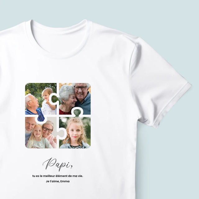 Le Collage Photo: Casse-Tête, Un Cœur Pour Grand-Papa - T-Shirt Pour Hommes