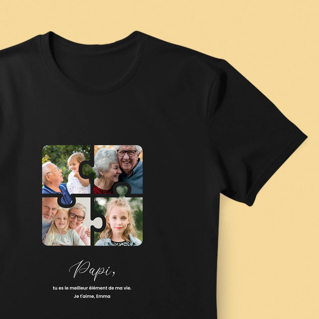 Le Collage Photo: Casse-Tête, Un Cœur Pour Grand-Papa - T-Shirt Pour Hommes