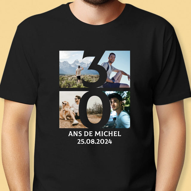 Le Collage Photo: 30 Ans Chiffre Photos - T-Shirt Pour Hommes