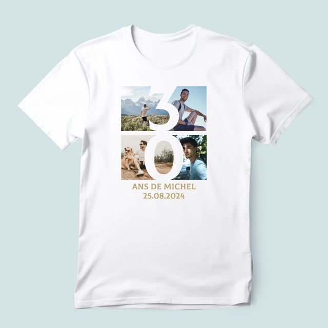 Le Collage Photo: 30 Ans Chiffre Photos - T-Shirt Pour Hommes