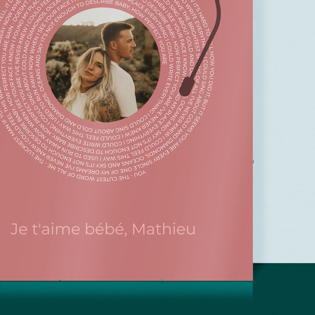 La Photo Et Un Texte: Notre Chanson Disque Vinyle - Affiche