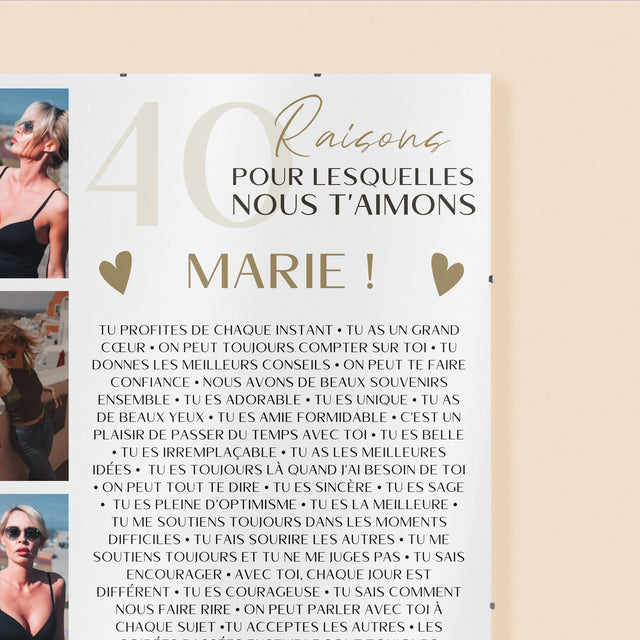 Le Collage Photo: 40 Raisons - Affiche