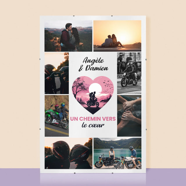 Le Collage Photo: Un Chemin Vers Le Cœur - Affiche