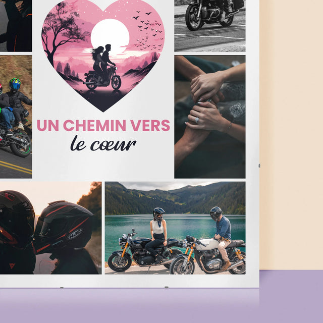 Le Collage Photo: Un Chemin Vers Le Cœur - Affiche