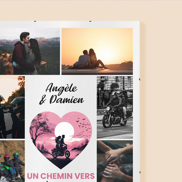 Le Collage Photo: Un Chemin Vers Le Cœur - Affiche