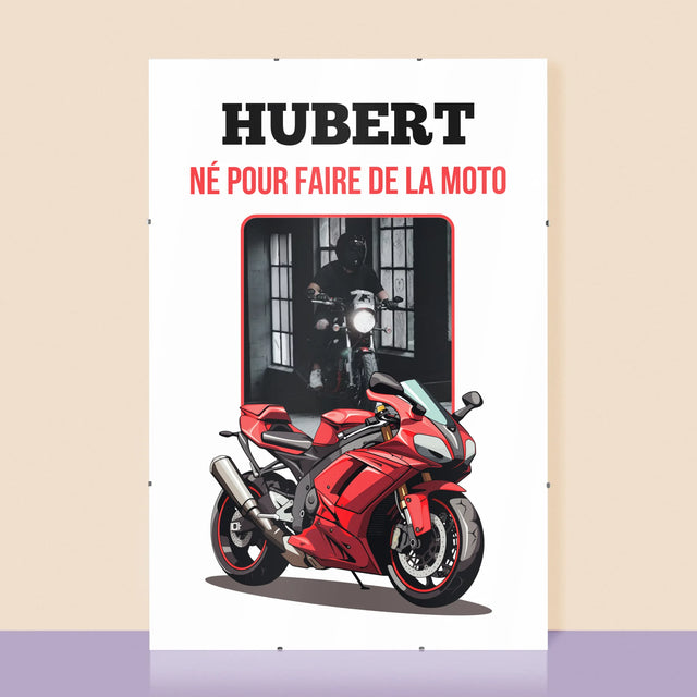 La Photo Et Un Texte: Né Pour Faire De La Moto - Affiche