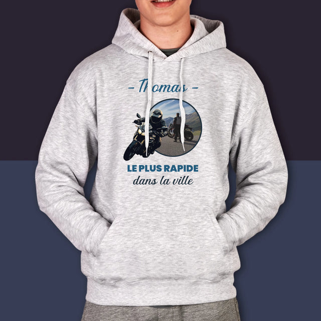 La Photo Et Un Texte: Le Plus Rapide Dans La Ville - Sweat À Capuche Pour Hommes