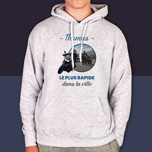 La Photo Et Un Texte: Le Plus Rapide Dans La Ville - Sweat À Capuche Pour Hommes