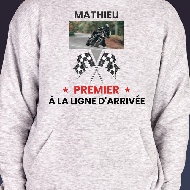La Photo Et Un Texte: Premier À La Ligne D'Arrivée - Sweat À Capuche Pour Hommes