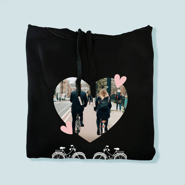 La Photo Et Un Texte: Couple De Cyclistes - Sweat À Capuche Pour Hommes