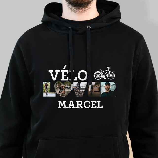 Collage Photo De Lettre: Vélo Lover - Sweat À Capuche Pour Hommes