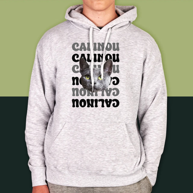 Ton Personnage: Photo De L'Animal Avec Son Nom - Sweat À Capuche Pour Hommes