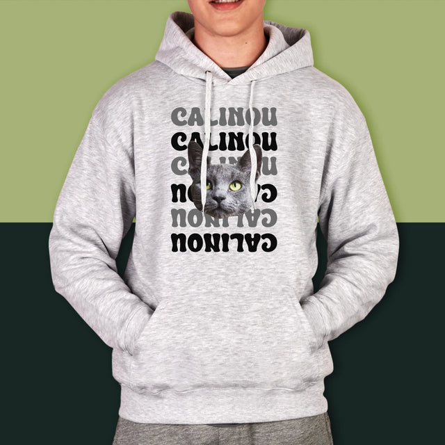 Ton Personnage: Photo De L'Animal Avec Son Nom - Sweat À Capuche Pour Hommes