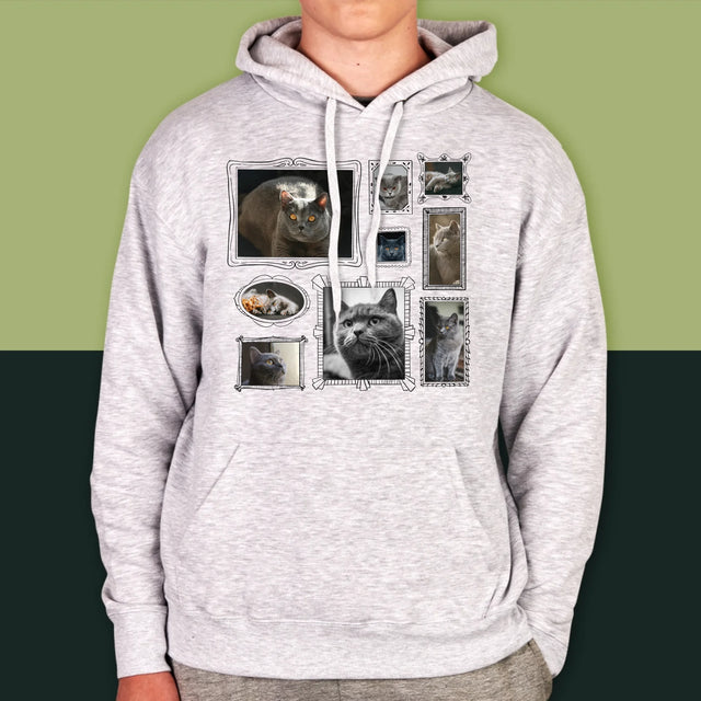 Le Collage Photo: Un Mur D'Exposition Avec Un Animal - Sweat À Capuche Pour Hommes