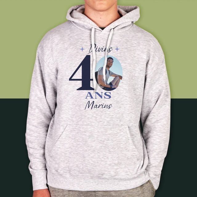 La Photo Et Un Texte: Divin 40 Ans - Sweat À Capuche Pour Hommes