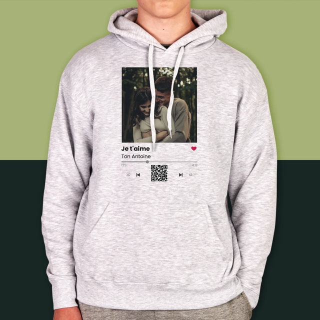 La Photo Et Un Texte: Spotify Avec Code Qr - Sweat À Capuche Pour Hommes