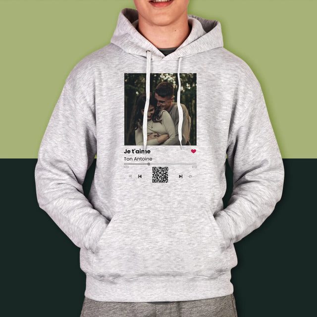 La Photo Et Un Texte: Spotify Avec Code Qr - Sweat À Capuche Pour Hommes