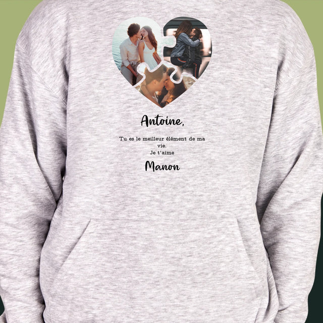 Le Collage Photo: Puzzle De La Saint-Valentin - Sweat À Capuche Pour Hommes