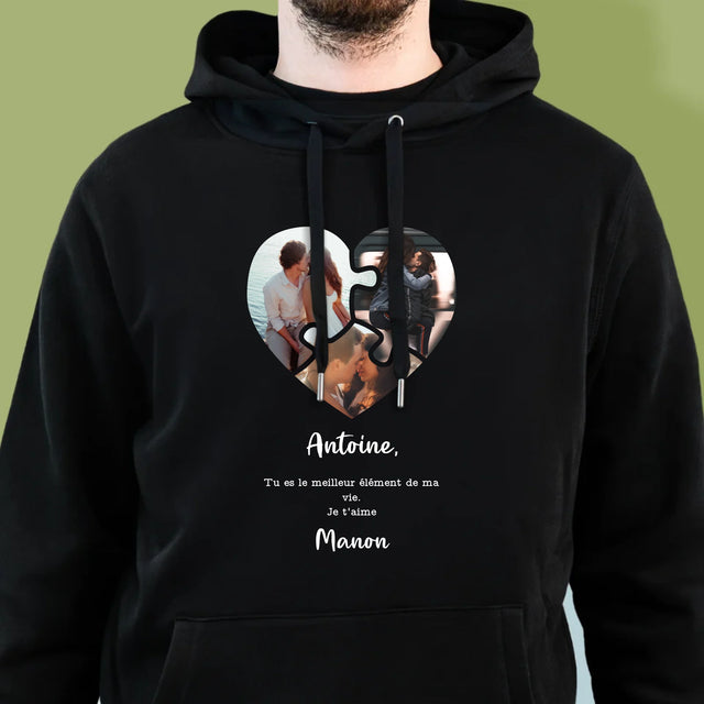 Le Collage Photo: Puzzle De La Saint-Valentin - Sweat À Capuche Pour Hommes
