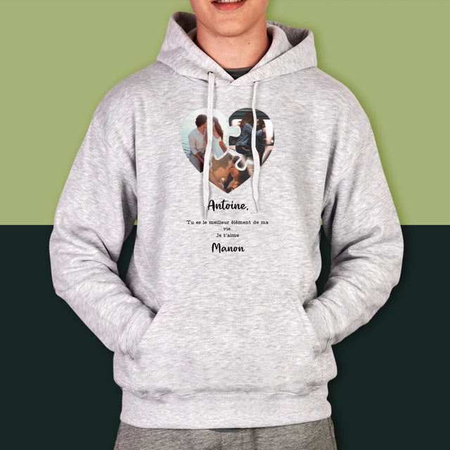 Le Collage Photo: Puzzle De La Saint-Valentin - Sweat À Capuche Pour Hommes