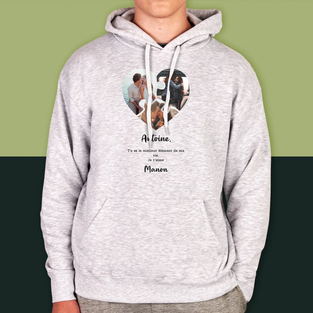 Le Collage Photo: Puzzle De La Saint-Valentin - Sweat À Capuche Pour Hommes
