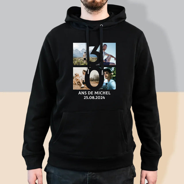 Le Collage Photo: 30 Ans Chiffre Photos - Sweat À Capuche Pour Hommes