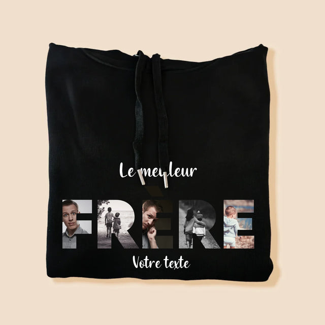 Collage Photo De Lettre: Frère De Tes Photos - Sweat À Capuche Pour Hommes