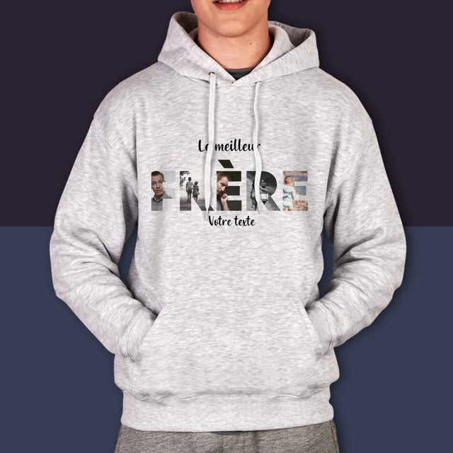 Collage Photo De Lettre: Frère De Tes Photos - Sweat À Capuche Pour Hommes