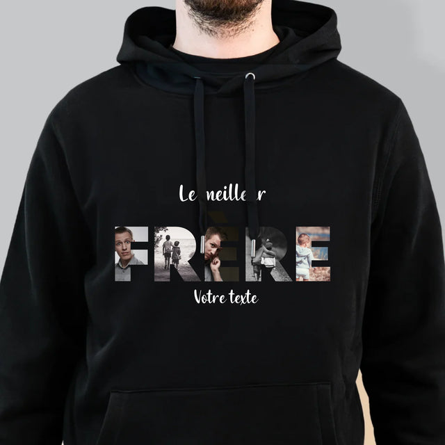 Collage Photo De Lettre: Frère De Tes Photos - Sweat À Capuche Pour Hommes